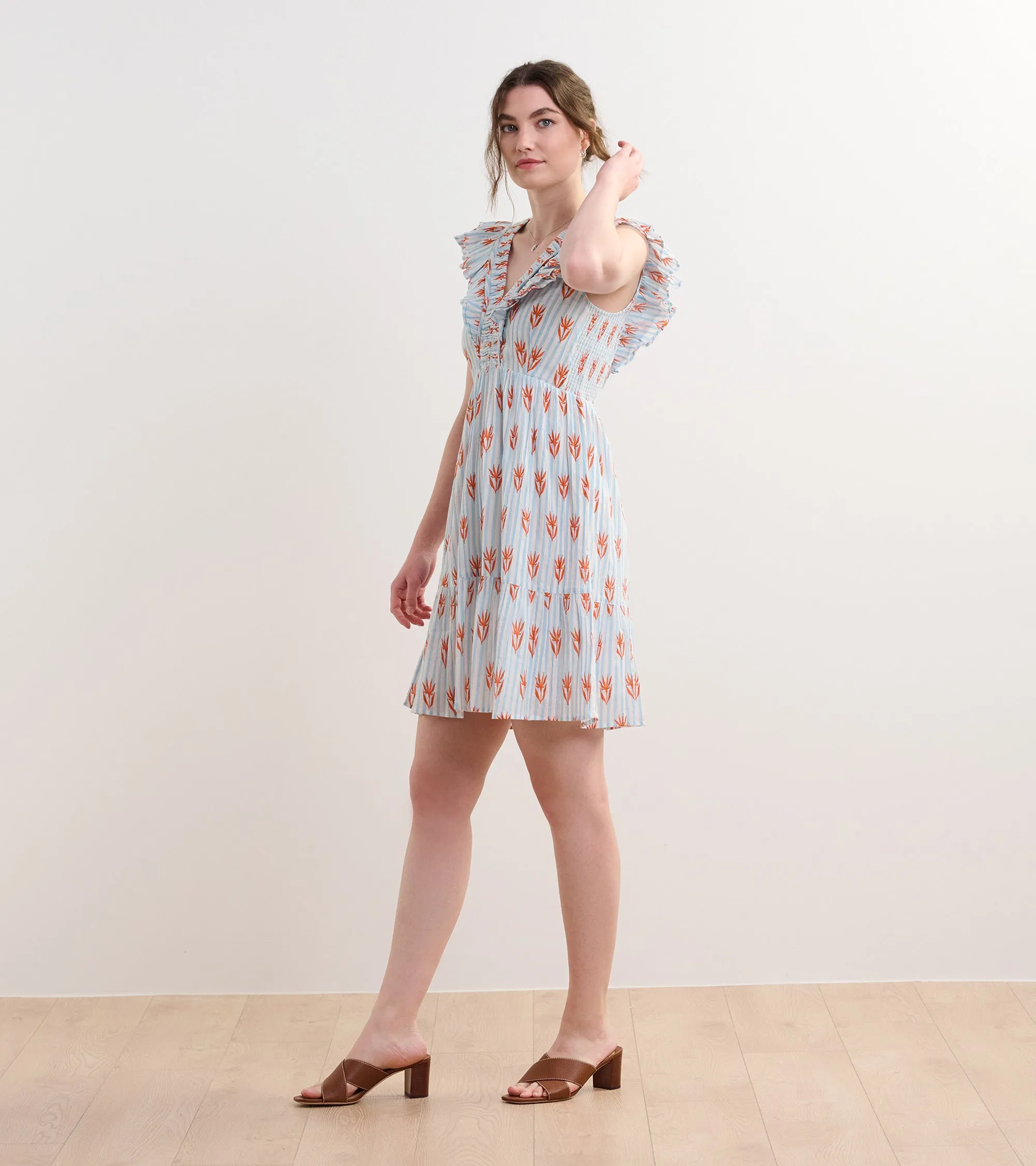 Zoe Ruffle Sleeve Dress - Floral Stripes -Hatley