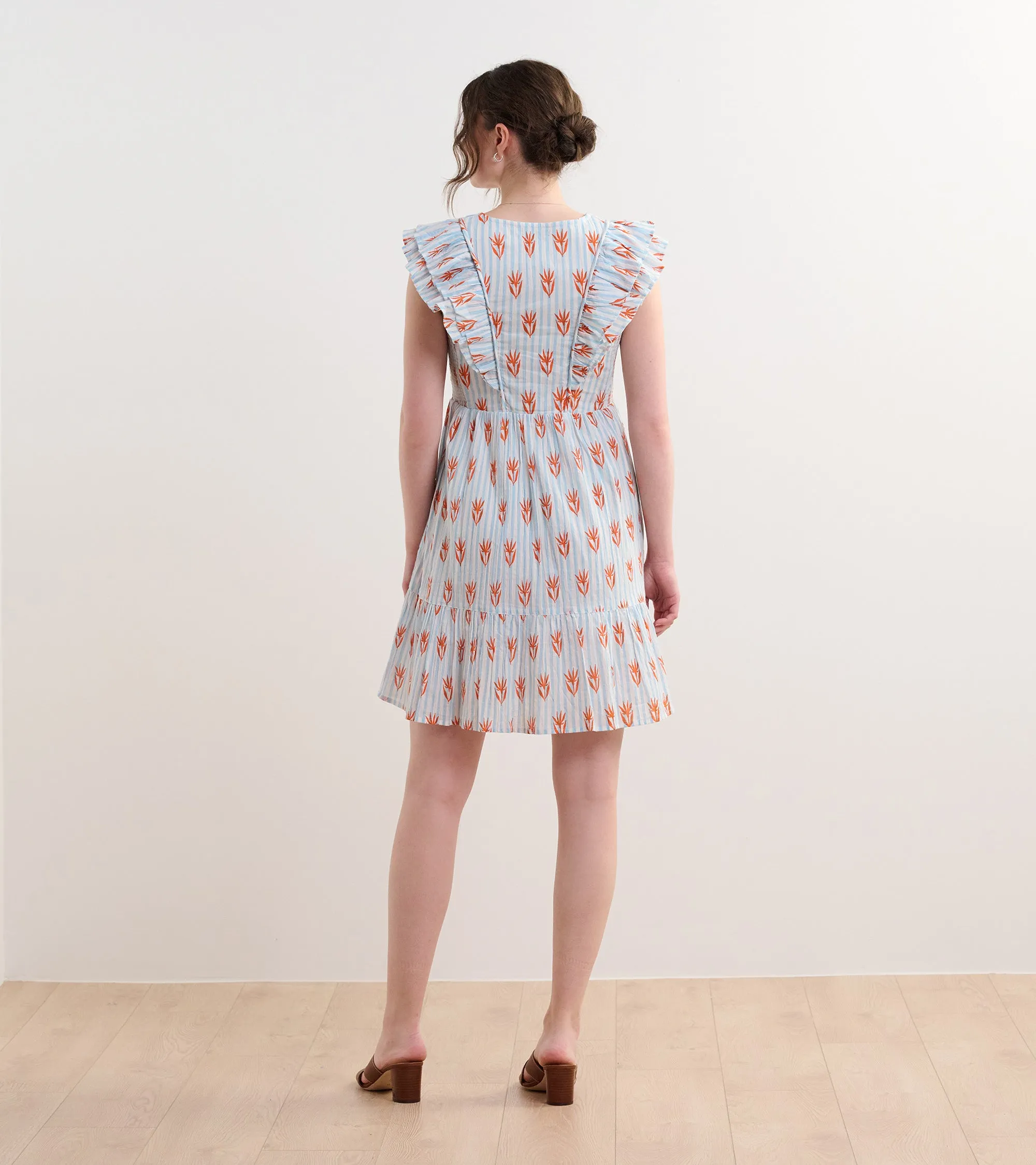 Zoe Ruffle Sleeve Dress - Floral Stripes -Hatley