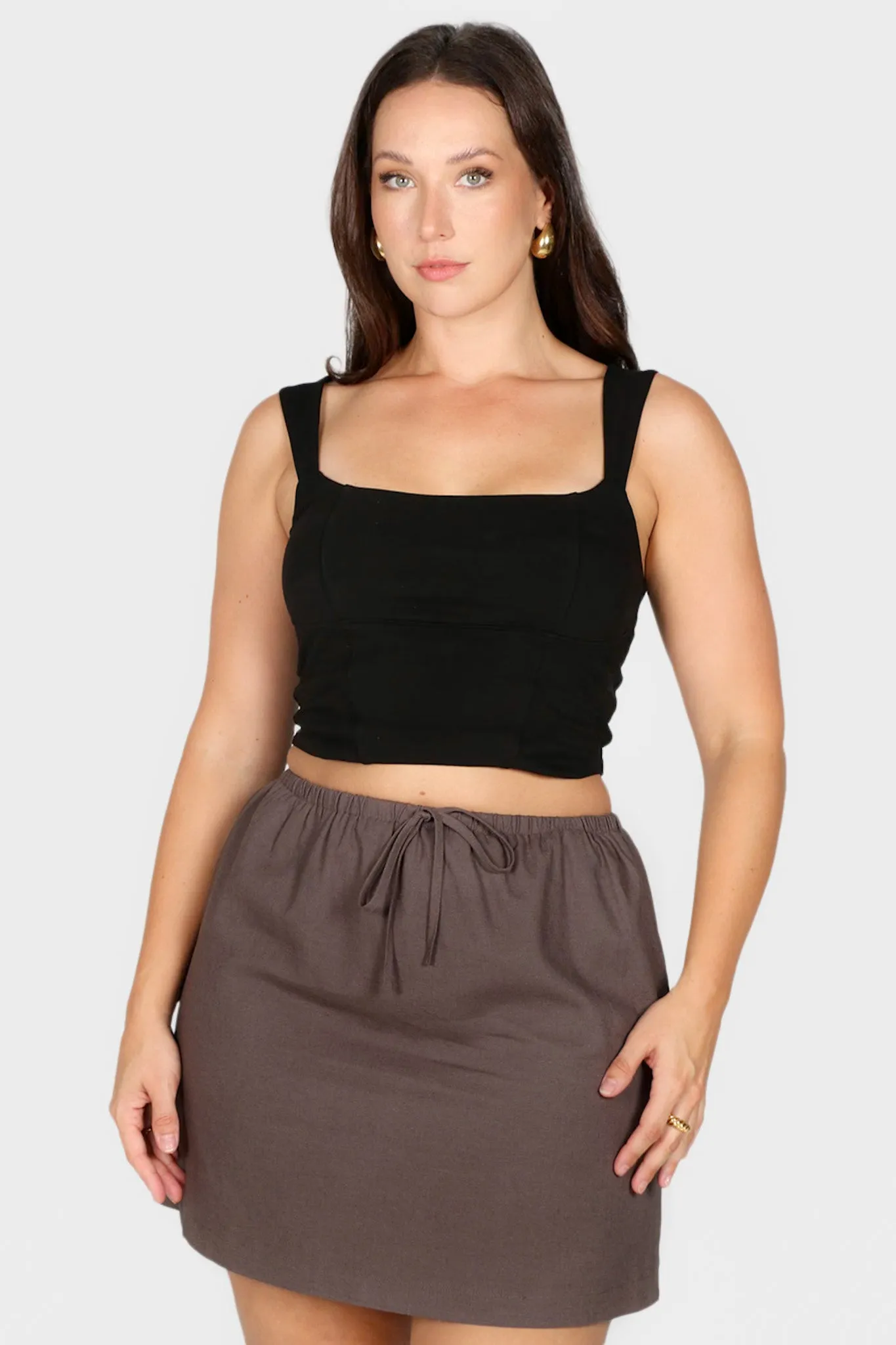 ZOLA LINEN SKIRT CHARCOAL