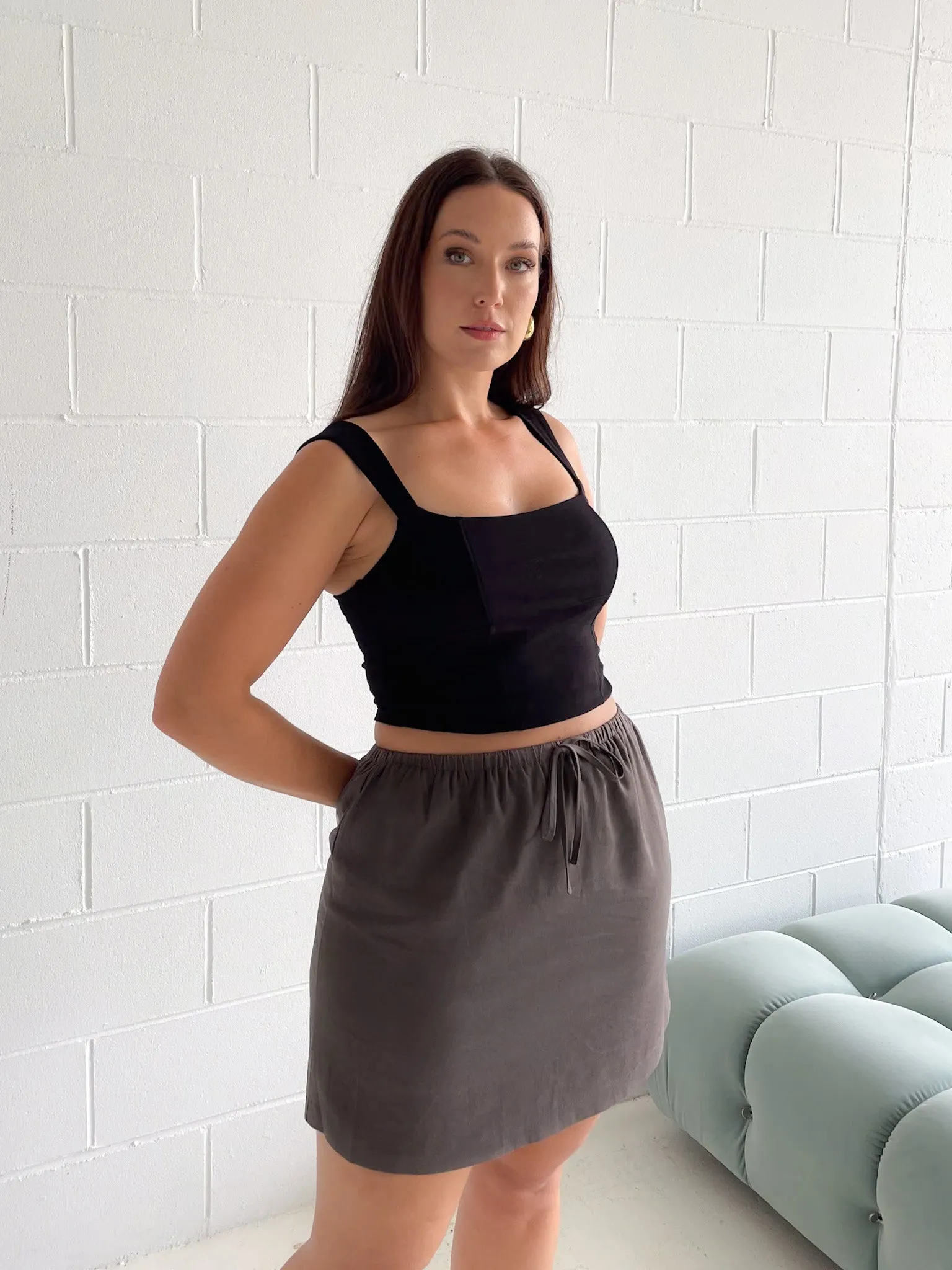 ZOLA LINEN SKIRT CHARCOAL