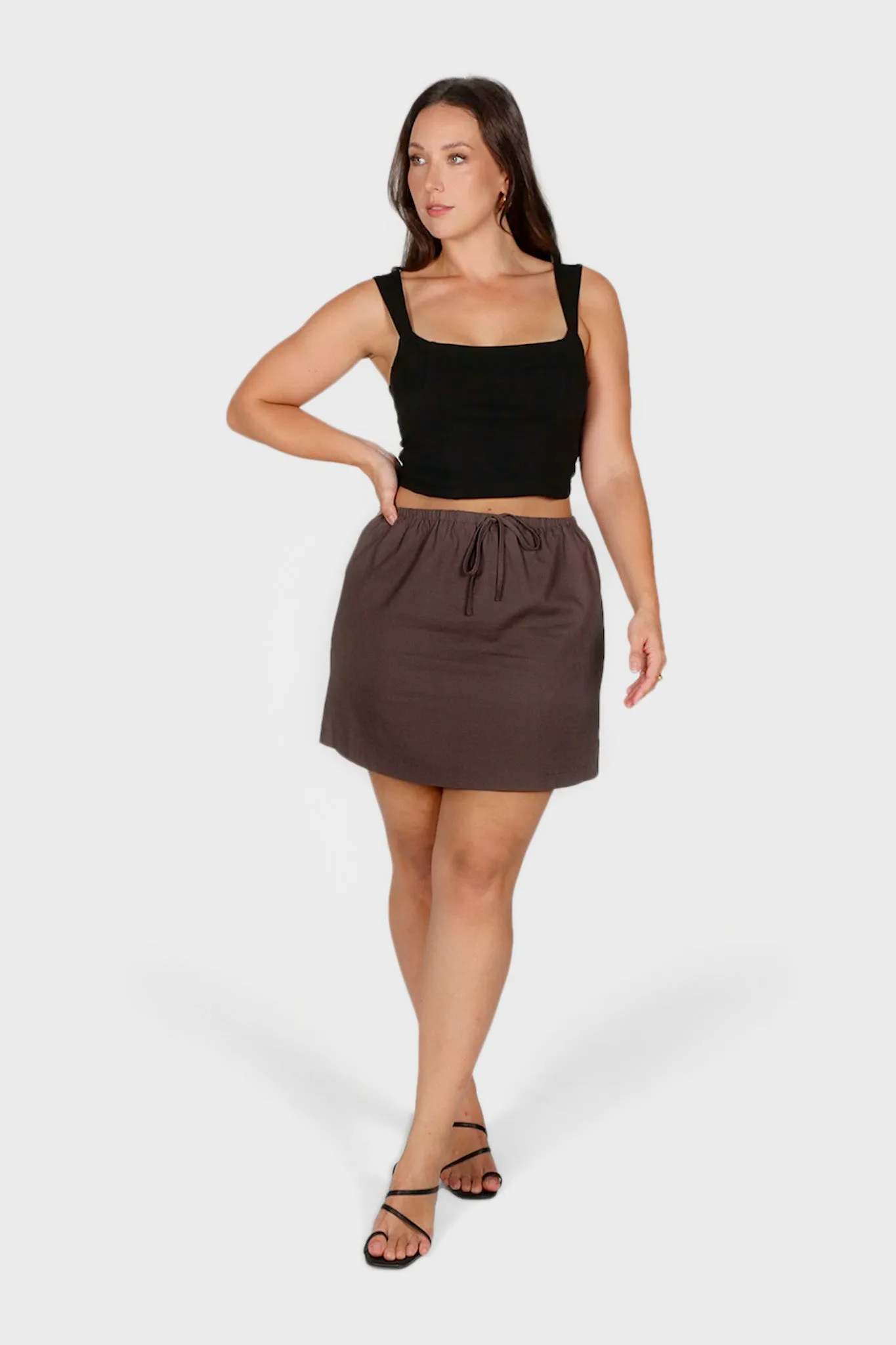 ZOLA LINEN SKIRT CHARCOAL