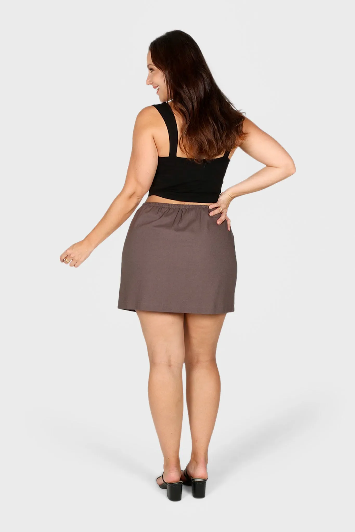 ZOLA LINEN SKIRT CHARCOAL